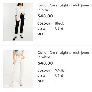 2 Pairs Like New Straight Leg Jeans (1 black, 1 white)